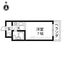 ウエストヴィラージュ 1Kの間取図画像