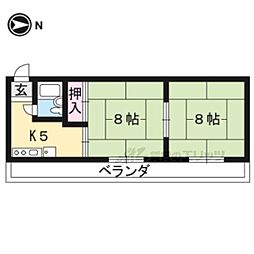ハイツ修学院 2DKの間取図画像