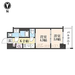 レシオス京都嵯峨野 1DKの間取図画像