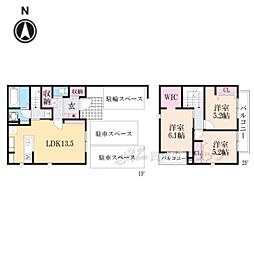 京都市左京区北白川下別当町アパート 3LDKの間取図画像