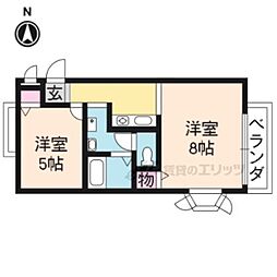 メゾン箱ノ井 1DKの間取図画像