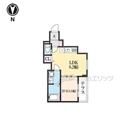 京都市右京区太秦安井辰巳町アパート 1LDKの間取図画像