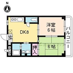 アーバンハイツ高辻 2DKの間取図画像
