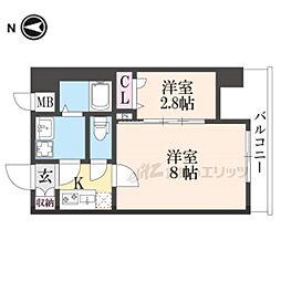 ASCLAIRE京都西院 2Kの間取図画像