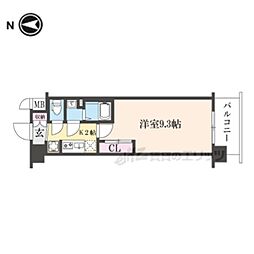 ソルテラス京都西院悠洛 1Kの間取図画像