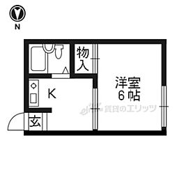 中田マンション 1Kの間取図画像