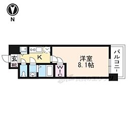 エスリード京都梅小路 1Kの間取図画像
