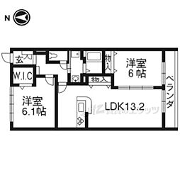 TheGarden下鴨 2LDKの間取図画像