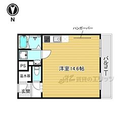 百万遍ハイツ ワンルームの間取図画像