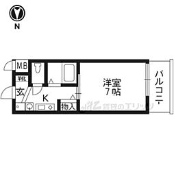 エステムコート京都烏丸3ジャパニズム 1Kの間取図画像