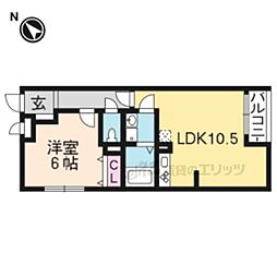 レジデンス北白川 1LDKの間取図画像