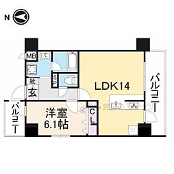 ソレイユ壬生 1LDKの間取図画像