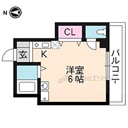 PUAKAI西七条 ワンルームの間取図画像