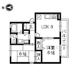 ハイカムール西賀茂 2LDKの間取図画像