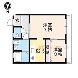 ハイツ福田 1LDKの間取図画像