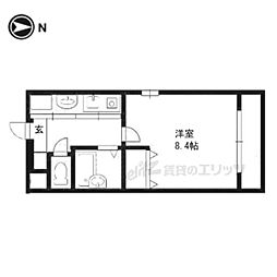 元土御門 1Kの間取図画像