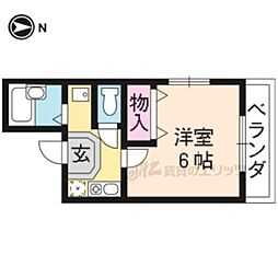 スウィートルーム聖護院西 1Kの間取図画像