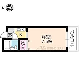 サンハイム幸 2階1Kの間取り