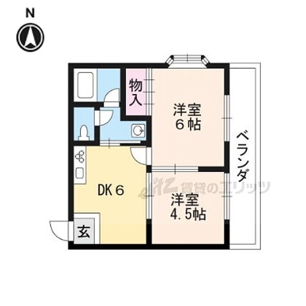 ベルビュー廣田 201｜京都府京都市右京区梅津堤上町(賃貸マンション2DK・2階・35.00㎡)の写真 その2