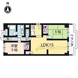 シャトー西京極 3階2LDKの間取り