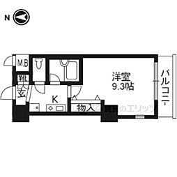 デ・リード＆サンヴェール桂川東 2階1Kの間取り