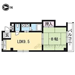 シャンドール太秦 3階1LDKの間取り