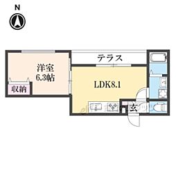 京都市下京区艮町アパート 1LDKの間取図画像