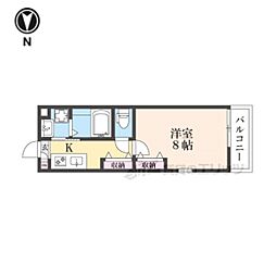 JR山陰本線 二条駅 徒歩7分の賃貸マンション 2階1Kの間取り