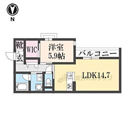 京都地下鉄東西線 二条駅 徒歩10分の賃貸マンション 2階1LDKの間取り