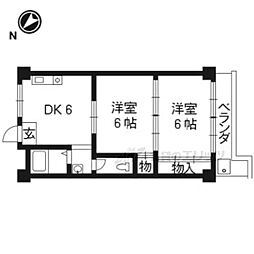 シャトー葛野 3階2DKの間取り