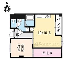 リエス西院 5階1LDKの間取り