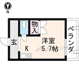 京都地下鉄東西線 二条駅 徒歩12分の賃貸マンション 5階ワンルームの間取り