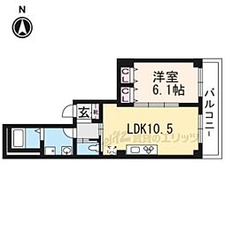 京都市営烏丸線 四条駅 徒歩8分の賃貸マンション 5階1LDKの間取り