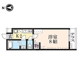 MOEGIレジデンス京都西陣 1階1Kの間取り