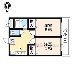 アブレスト四条大宮 2Kの間取図画像