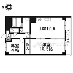 五条ローズハイツＡ棟 8階2LDKの間取り