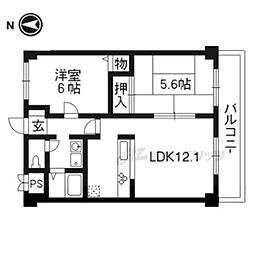 レジデンスオークラ 5階2LDKの間取り
