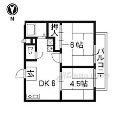 エステート一条 2階2DKの間取り