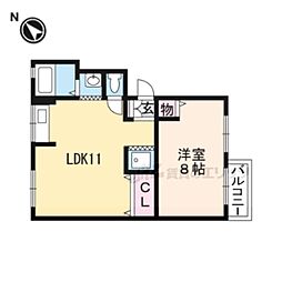 シティハイム桂 1LDKの間取図画像