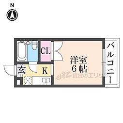 グリンピア桂 1Kの間取図画像