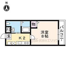 フラッティ丸太町御前 1Kの間取図画像