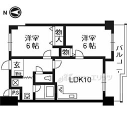 グリーンエクセル西院 2LDKの間取図画像