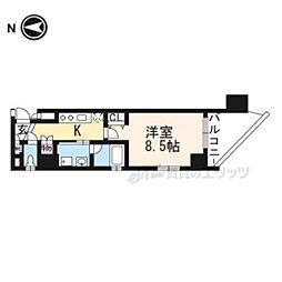 ベラジオ三条朱雀 1Kの間取図画像