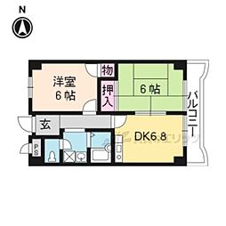 サンロード・朱雀 2DKの間取図画像