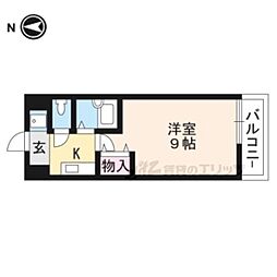 トゥルー西ノ京 1Kの間取図画像