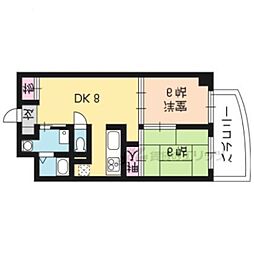 ヴィランセンワ丸太町 2DKの間取図画像