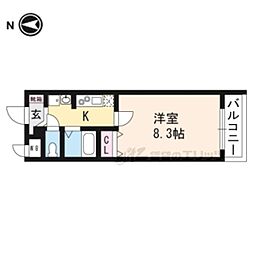 ジュネス桂 1Kの間取図画像