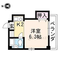 ラルン柏野 1Kの間取図画像