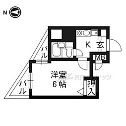 エスリード京都駅前 1Kの間取図画像
