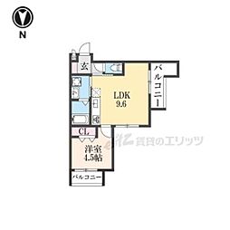 プライベートレジデンス西院2 1LDKの間取図画像